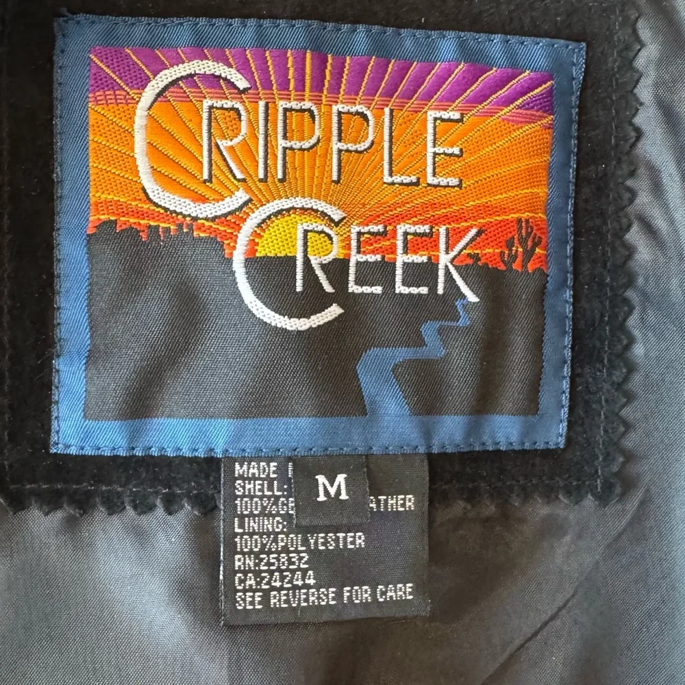 Cripple Creek Fringe Suede Leather Jacket M Black Western Boho‎ Concho Buttons